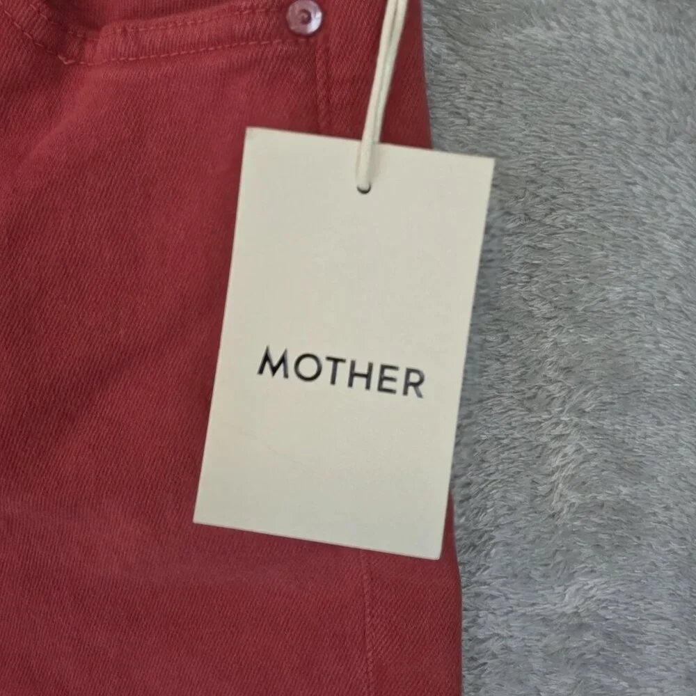 Mother Jeans Womens 26 Hot Rod Red Insider Crop Step Fray Raw Hem Flare Made USA - Picture 8 of 15